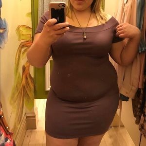 Off the Shoulder Bodycon Purple Dress